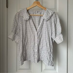 Madewell White and Black Checkered Button Down Shirt